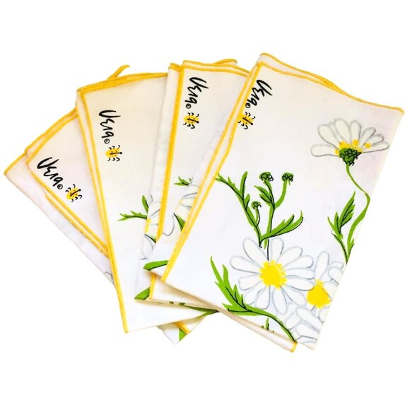 Set of 4 Vintage Vera Neumann Daisy Napkins – 1970s Retro Floral Linen, 16” Squa - Picture 2 of 9